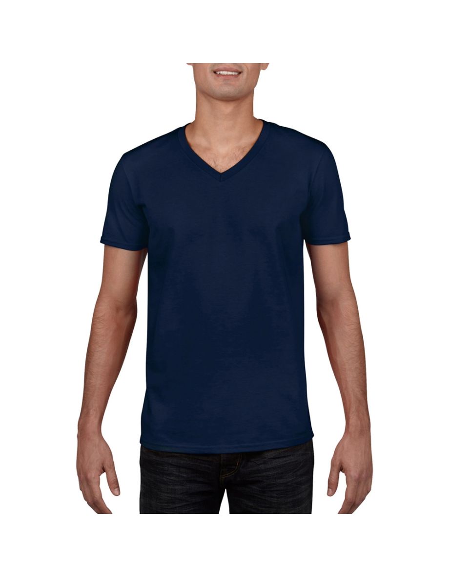 Gildan Mens Soft Style V-Neck Short Sleeve T-Shirt - Navy - 3