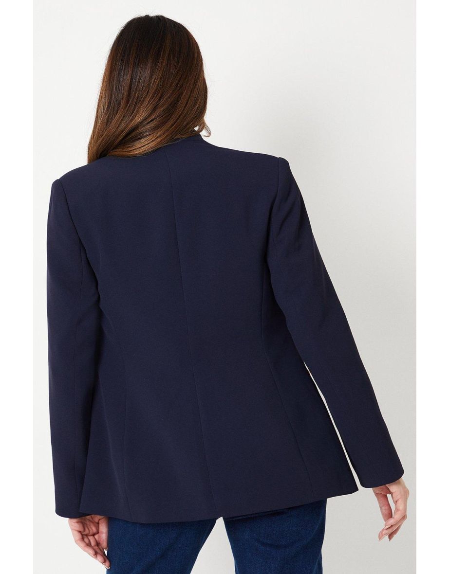 Collarless Button Detail Edge To Edge Jacket - 3