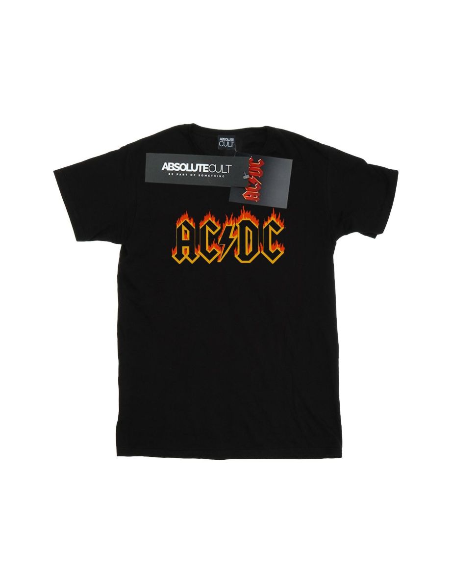 AC/DC Mens Flames Logo T-Shirt - Black