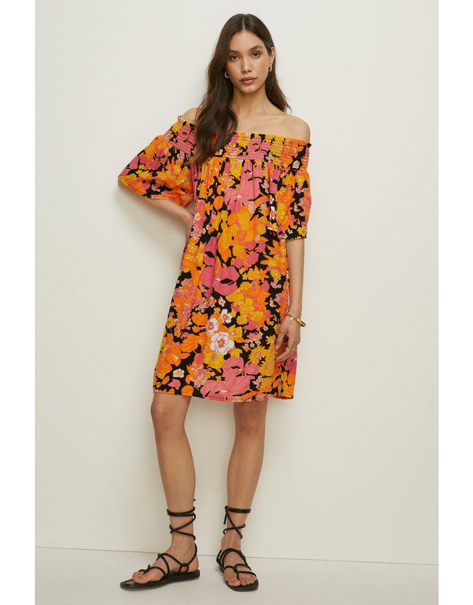 Oasis floral bardot clearance dress