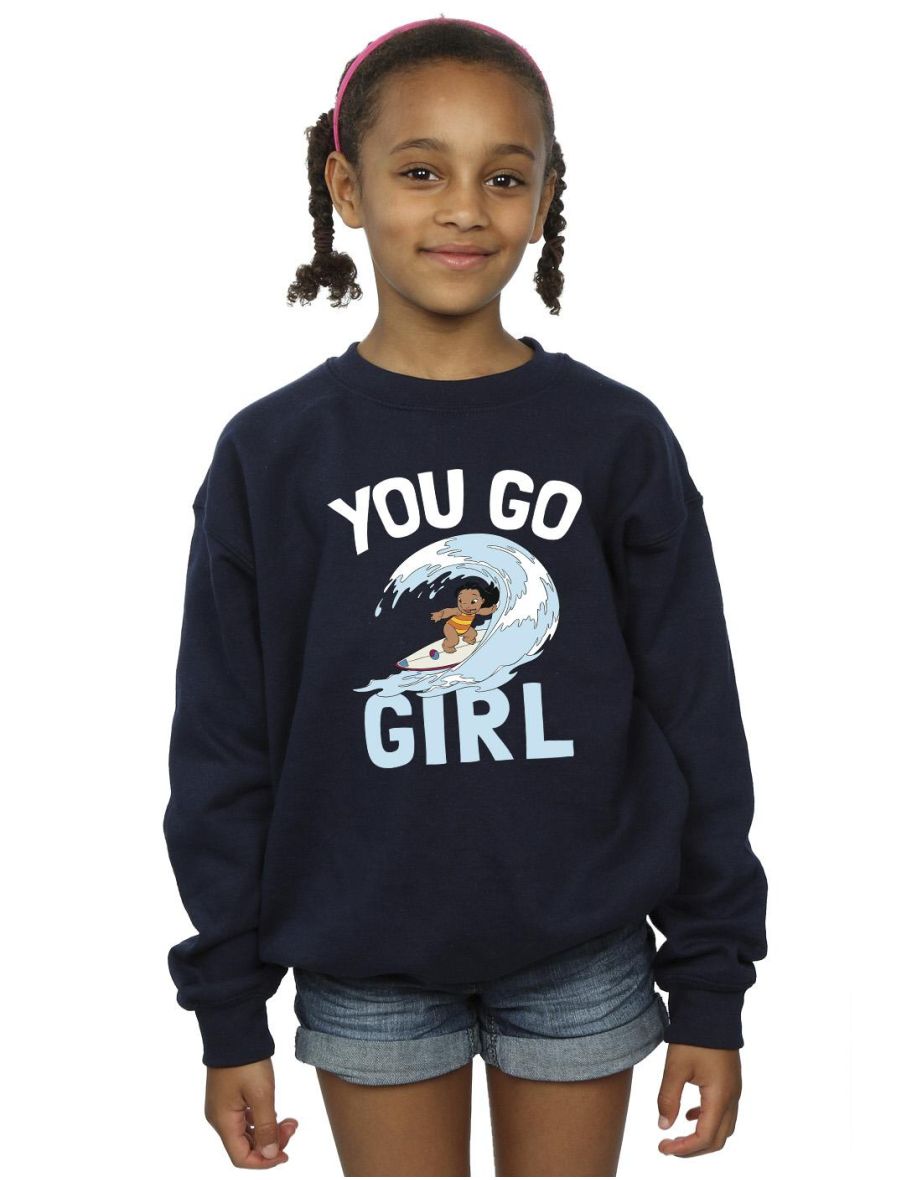 Disney Girls Lilo And Stitch You Go Girl Sweatshirt - Navy Blue