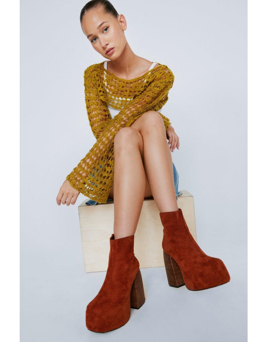 Faux suede platform deals ankle booties