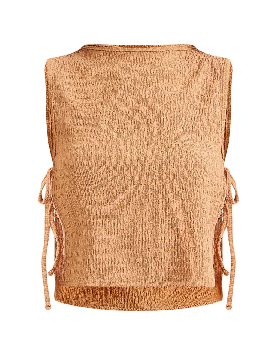 Stone Textured Tie Bow Side Top - 4