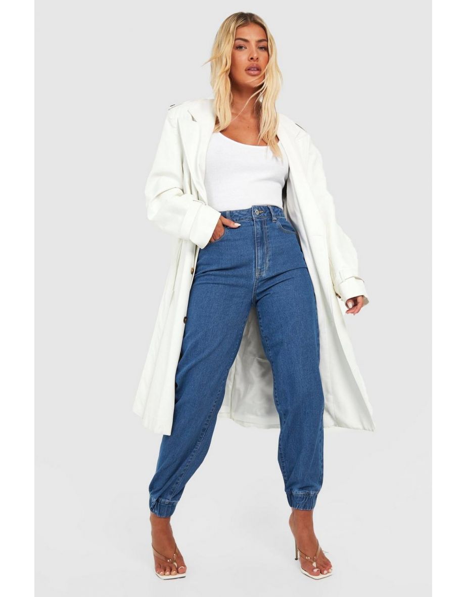 Basics High Waisted Denim Boyfriend Jogger - mid wash