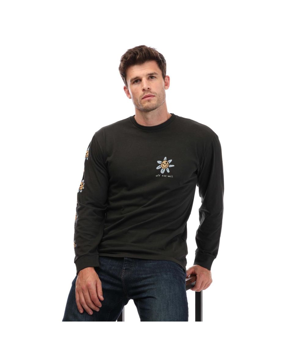 Men's Vans Trippy Grin Floral Long Sleeve T- Shirt in Black - 3