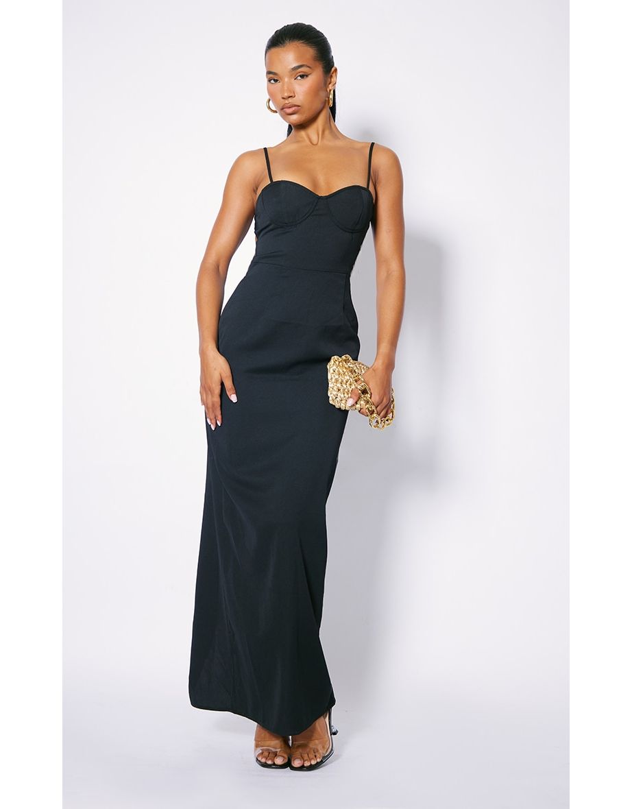 Black Column Maxi Evening Dress