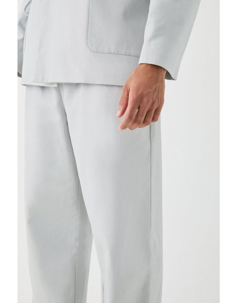 Wide Leg Elasticated Waistband Linen - grey - 2