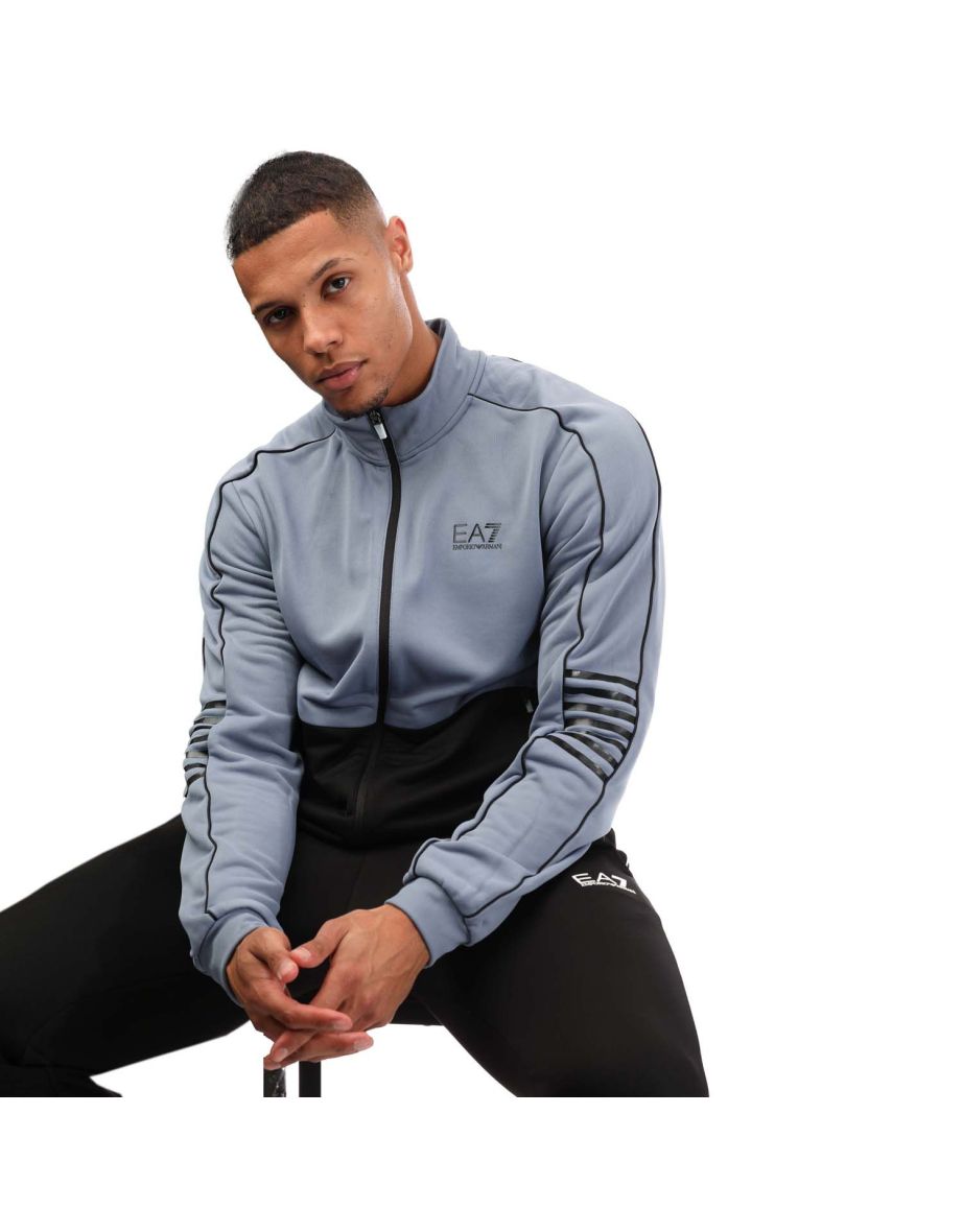 Shop Men s Emporio Armani EA7 Core ID Colourblock Tracksuit in Blue Online in United Arab Emirates VogaCloset