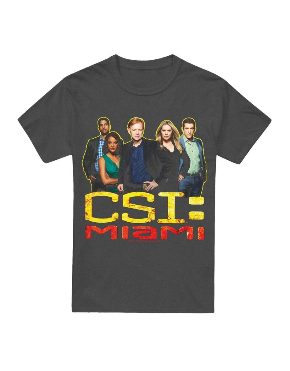 CSI: Miami Unisex Adult Cast T-Shirt - Charcoal
