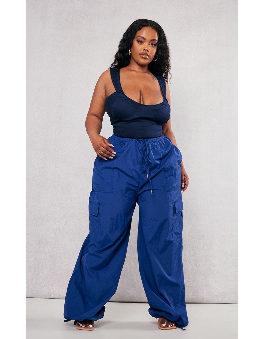 Plus Navy Distressed Seam Ruched Cup Corset - 2