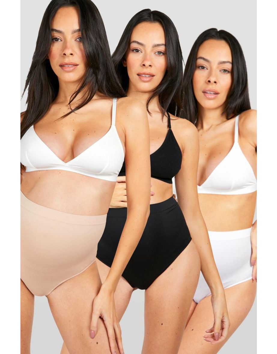 Maternity Seamless Bump Support Brief 3 Pack - black