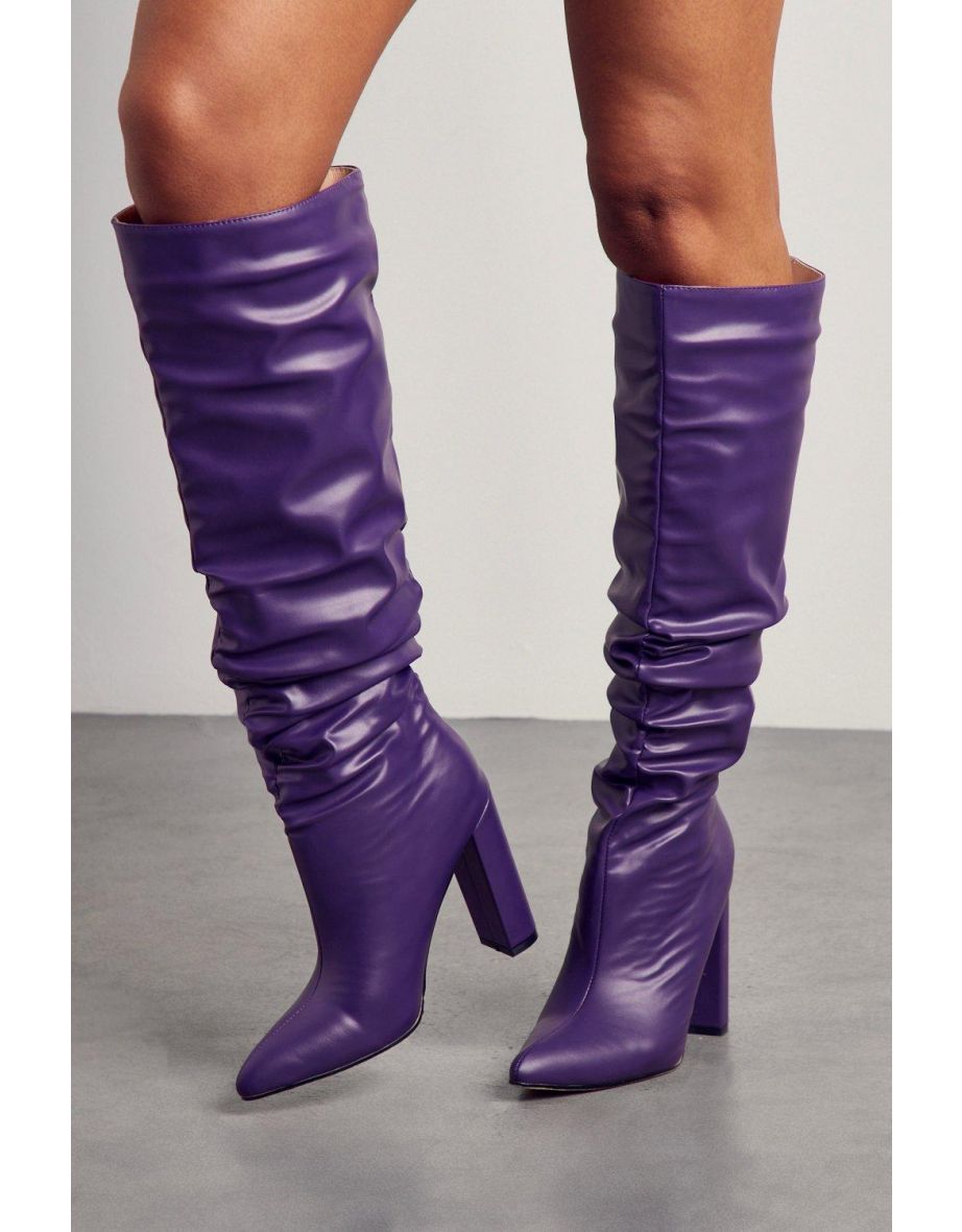 Leather Look Pointed Heeled Boot - 2