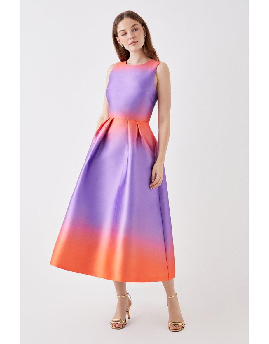 Debut London Ombre Twill Fit And Flare Dress - purple