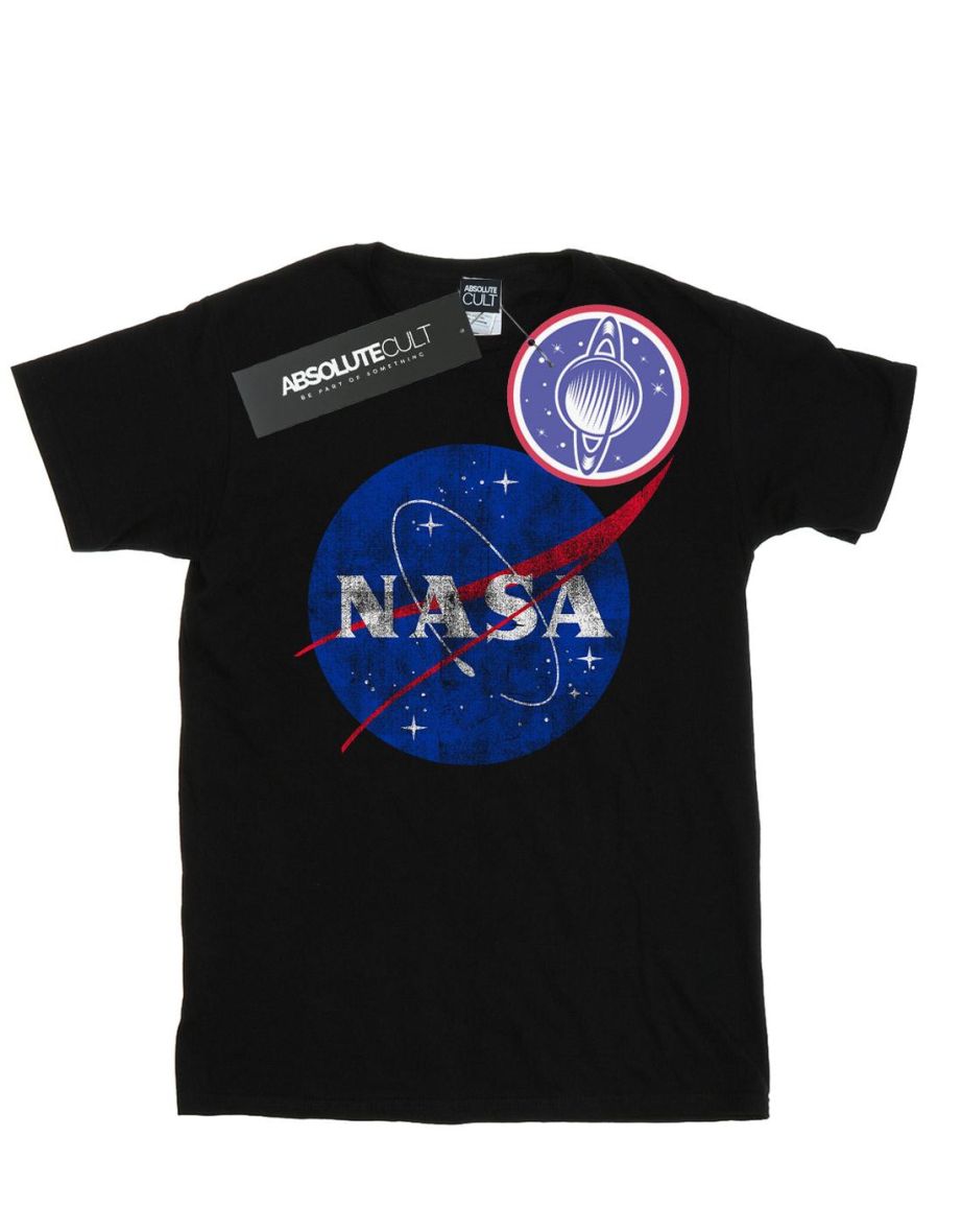 NASA Mens Insignia Distressed Logo T-Shirt - Black