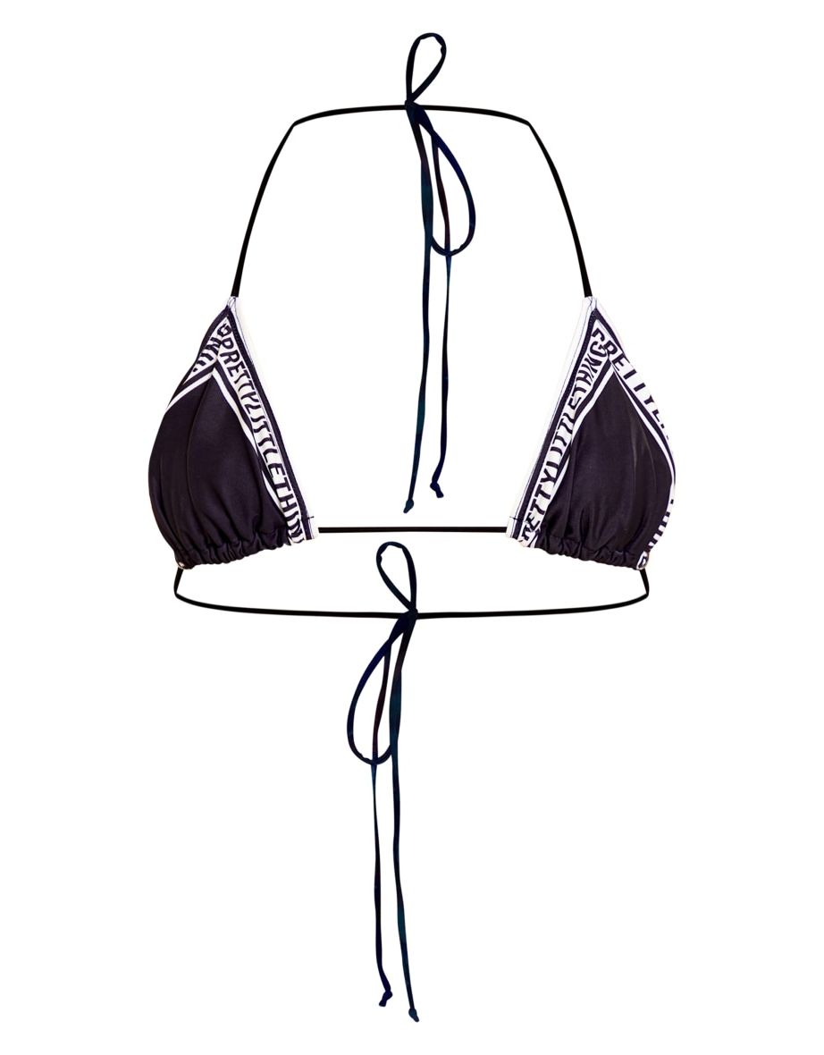 PRETTYLITTLETHING Black Border Triangle Bikini Top - 2