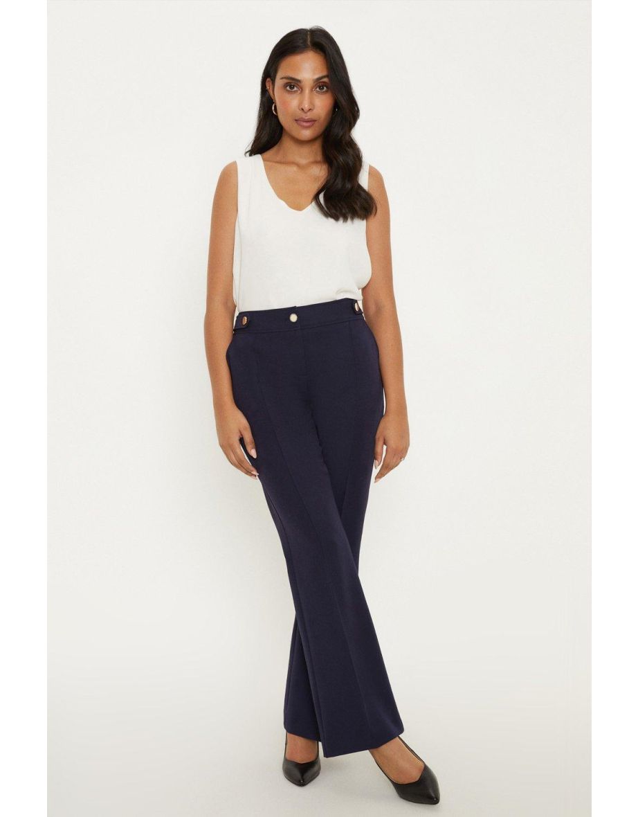 Shop Petite Navy Smart Bootcut Leg Trousers Online in Oman VogaCloset