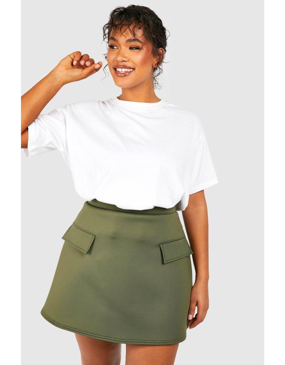 Shop Plus Pocket Detail Scuba Mini Skirt khaki Online in Oman VogaCloset