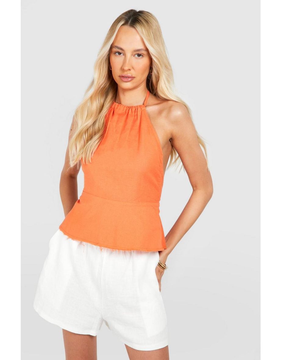 Tall Halter Linen Smock Top