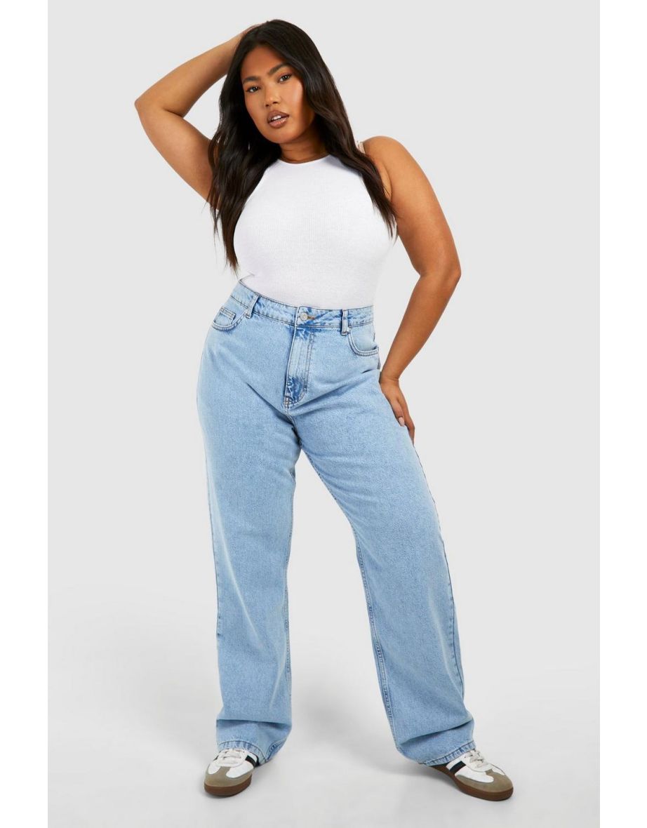 Plus Light Acid Wash Boyfriend Jean - acid wash light blue