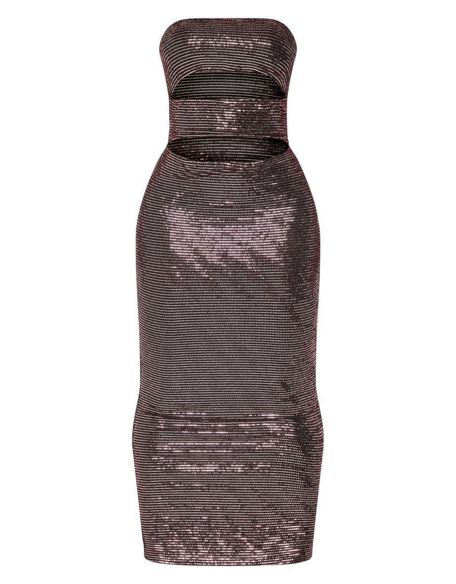 Shape Black Sequin Bandeau Slash Front Maxi Dress - 4