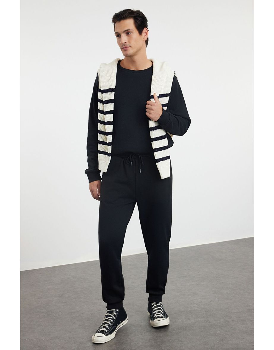 Black Regular Cut Sweatpants