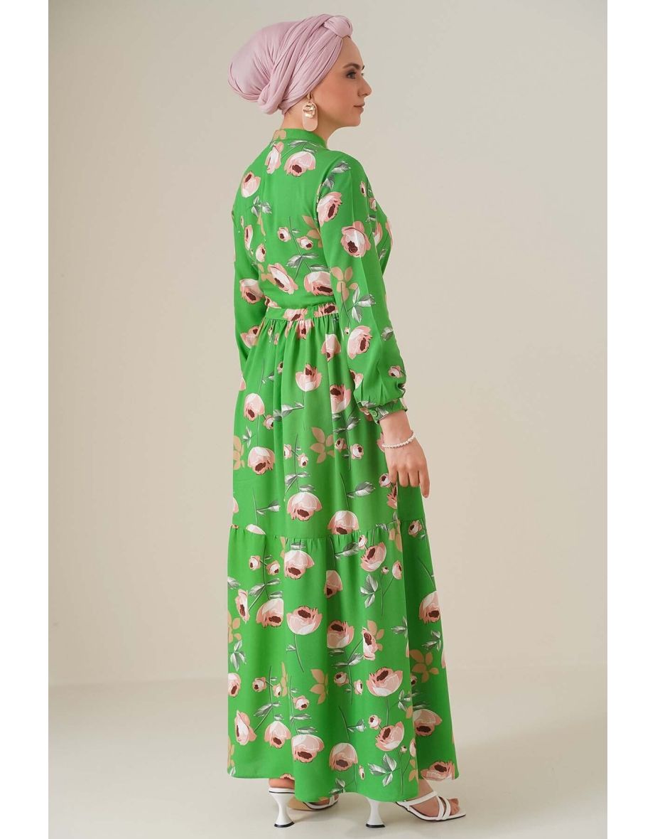 Judge Collar Dress - Dark Green - 3