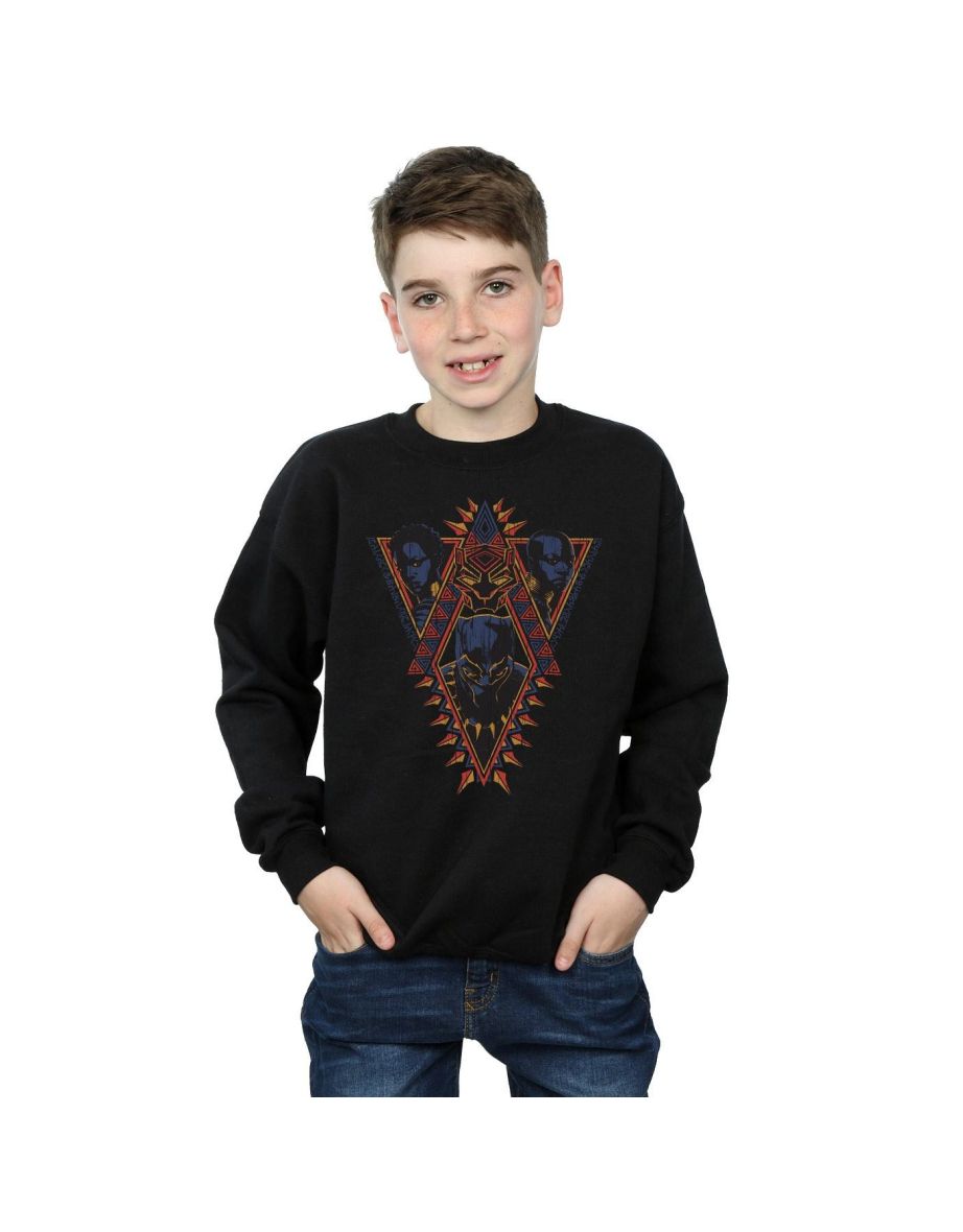 Marvel Boys Black Panther Tribal Heads Sweatshirt - Black