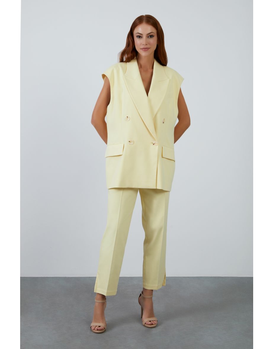 Yellow Vest with Origami Fold Detailed Embroidery