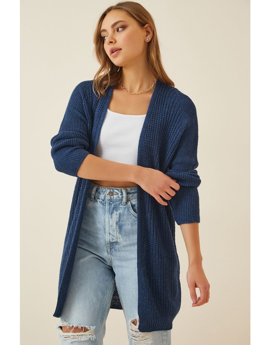 Women's Cobalt Blue Thessaloniki Knitting Basic Knitwear Cardigan