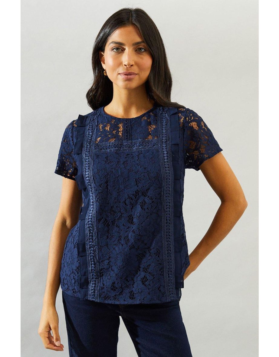 Occasion Lace Ruffle Trim Blouse