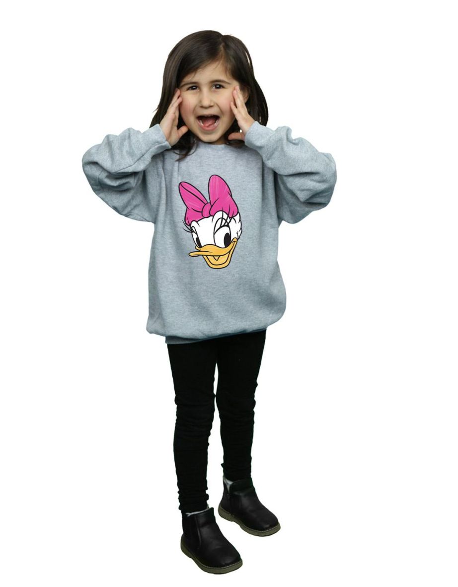 Disney Girls Daisy Duck Head Painted Sweatshirt - Sports Grey - 3