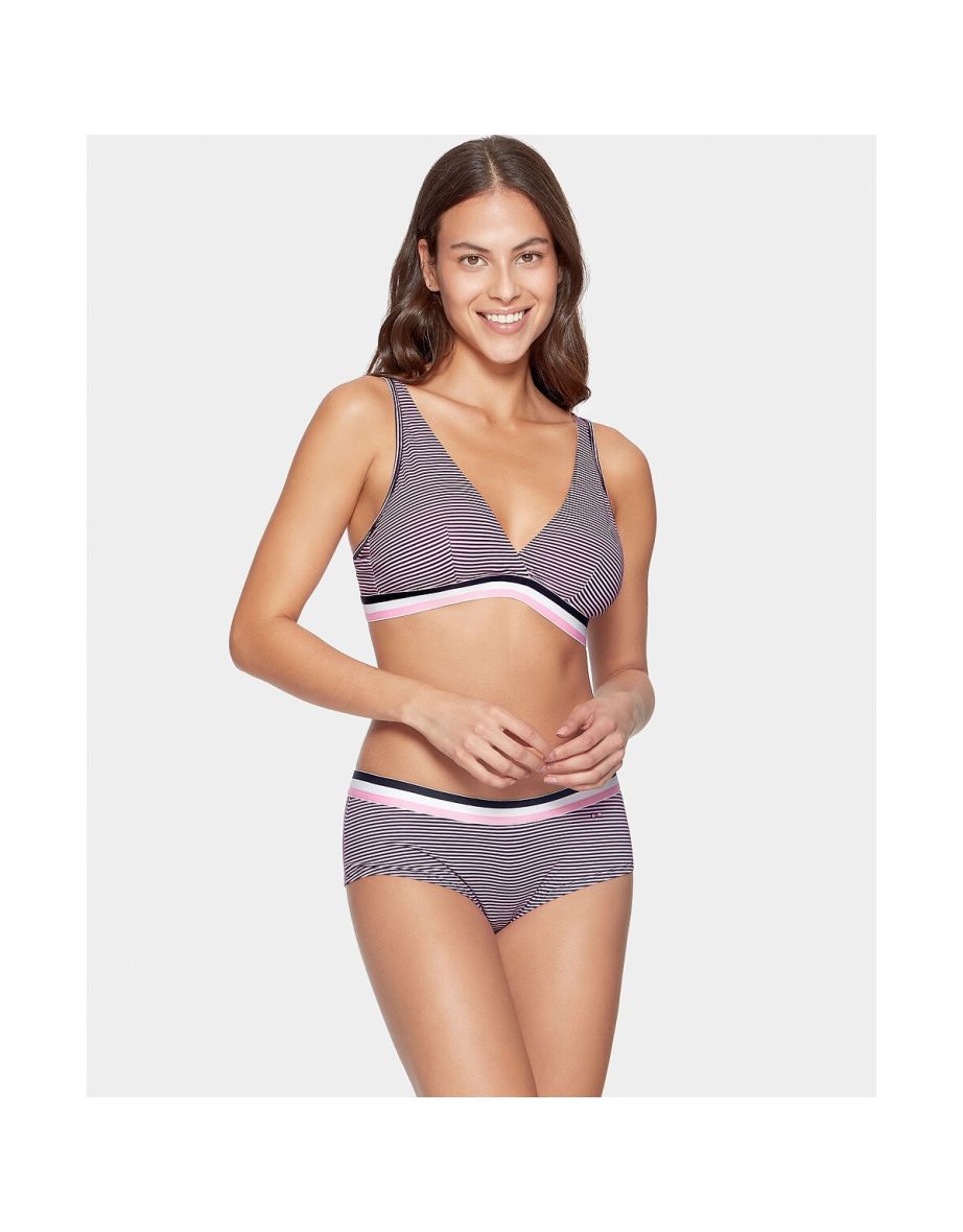 Striped Cotton Triangle Bra - 2
