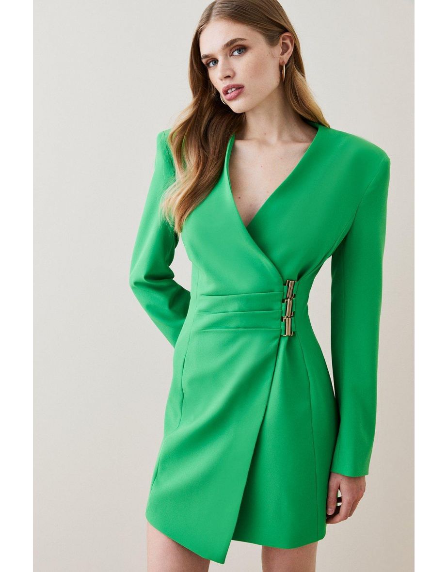 Strong Shoulder Wrap Mini Dress