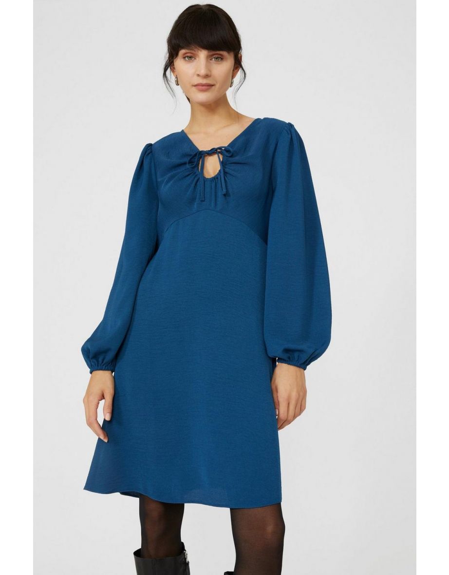 Keyhole Front Tunic Dress - teal