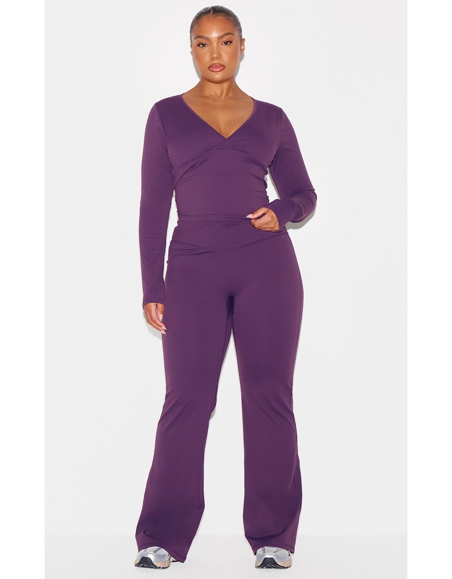 Plum Sculpt Crossover Long Sleeve Top - 7