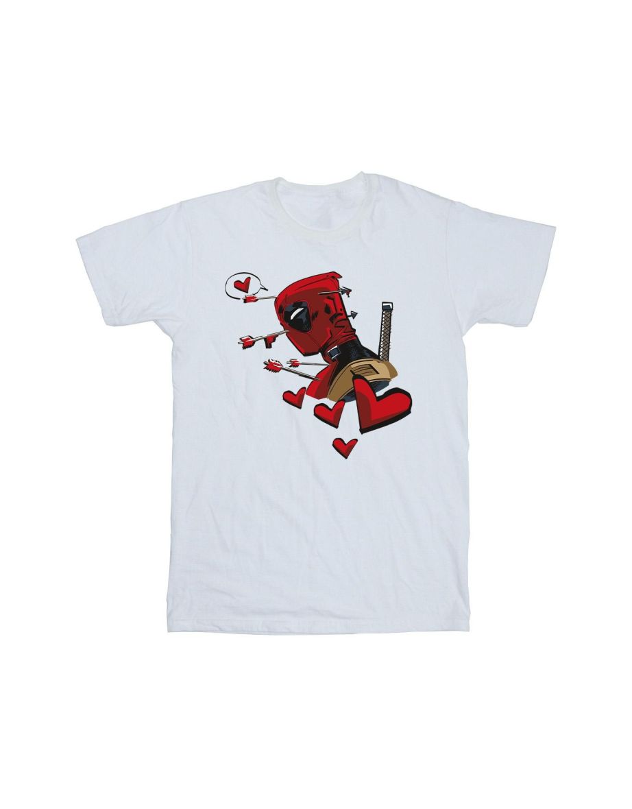 Marvel Girls Deadpool Love Arrow Cotton T-Shirt - White - 1