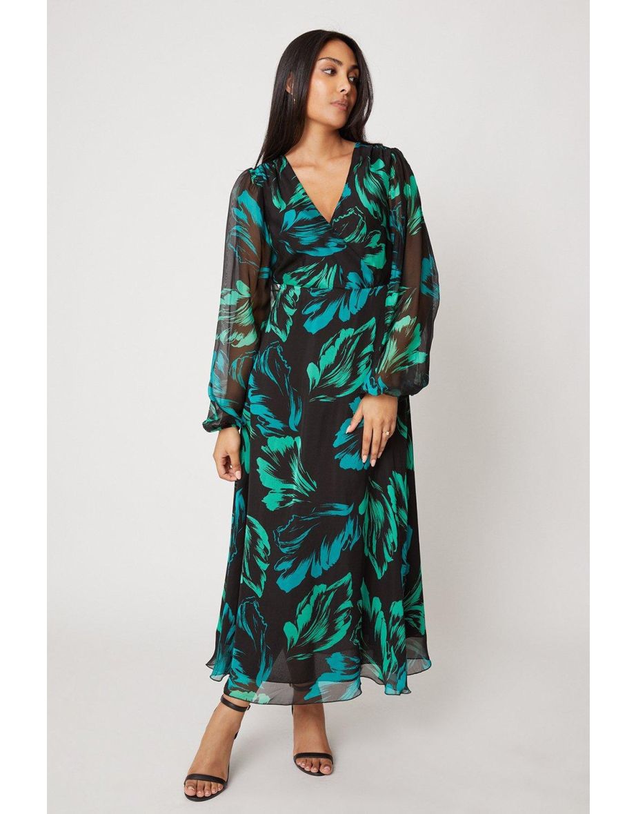 Feather print maxi dress hotsell