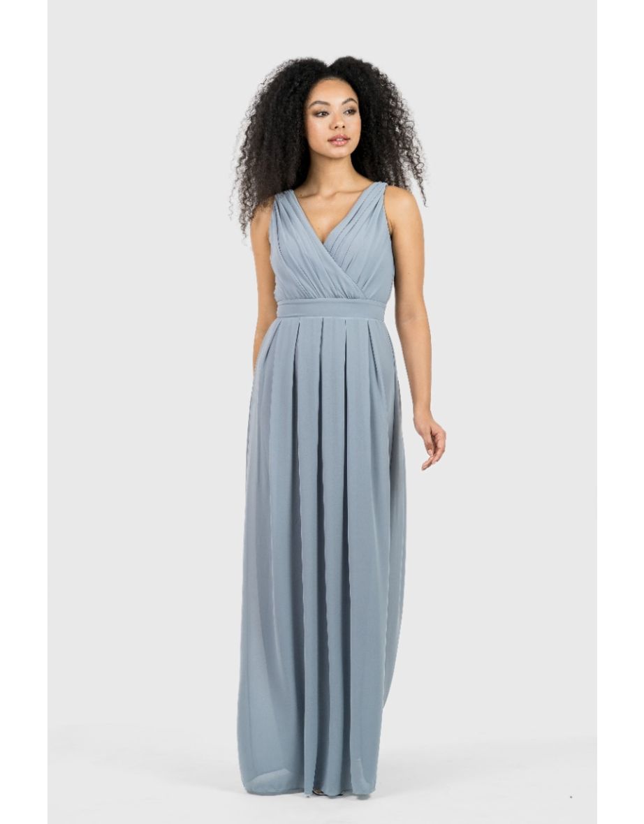 TFNC Kesha Grey Blue Maxi Dress