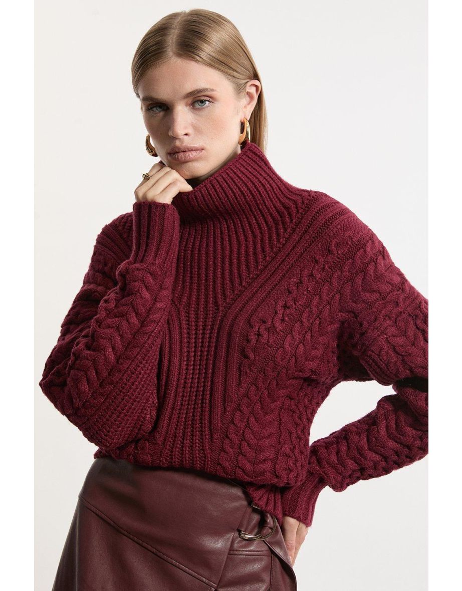 Cable Knit Balloon Sleeve Jumper