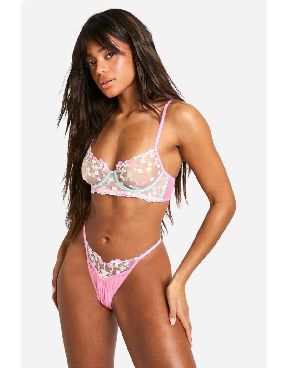 Strawberry Embroidered Detail Thong