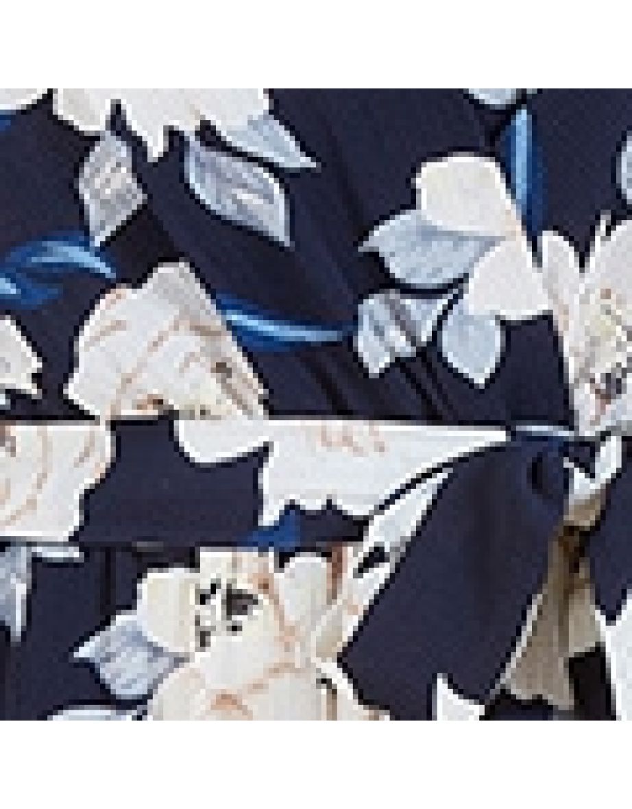Mela Navy Floral Print Jumpsuit With Angel Sleeves - 5