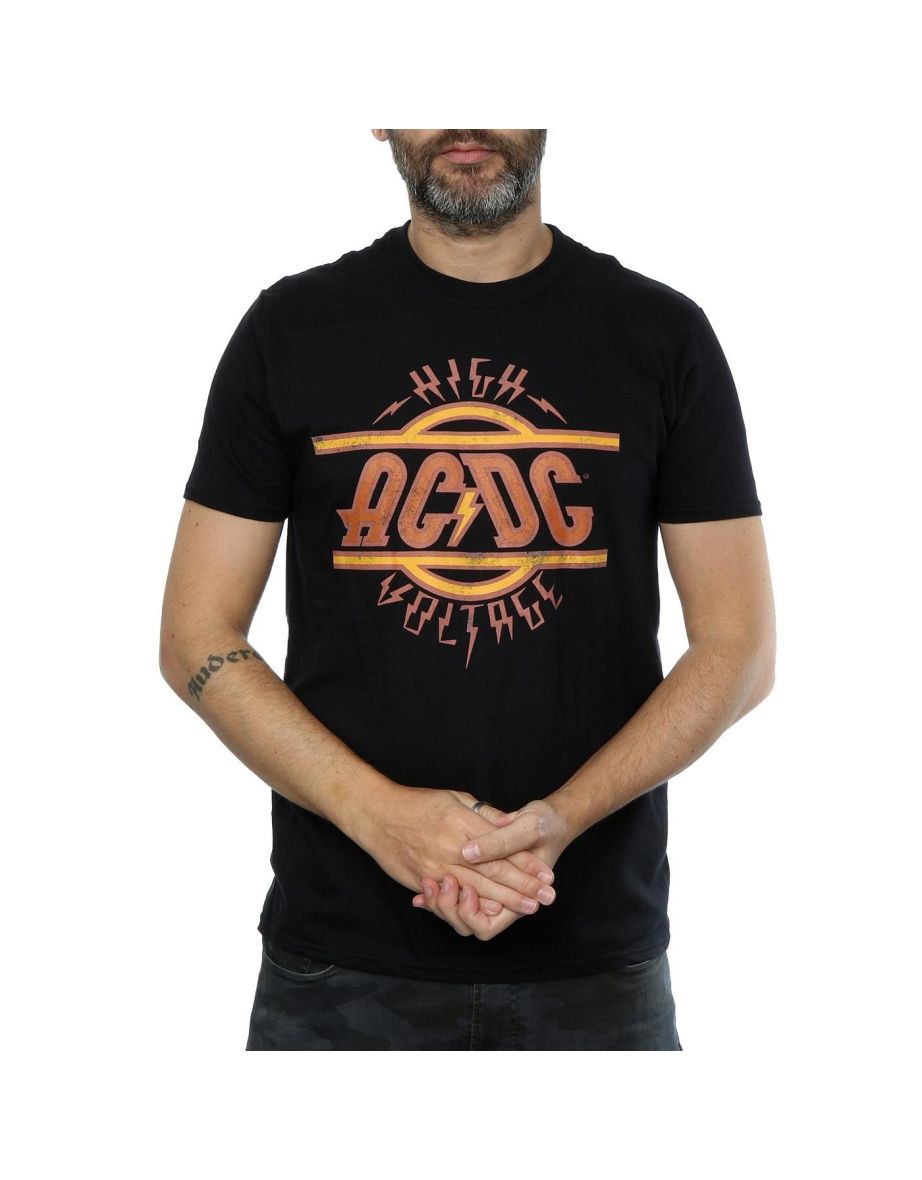 AC/DC Mens High Voltage Distressed Logo T-Shirt - Black - 3