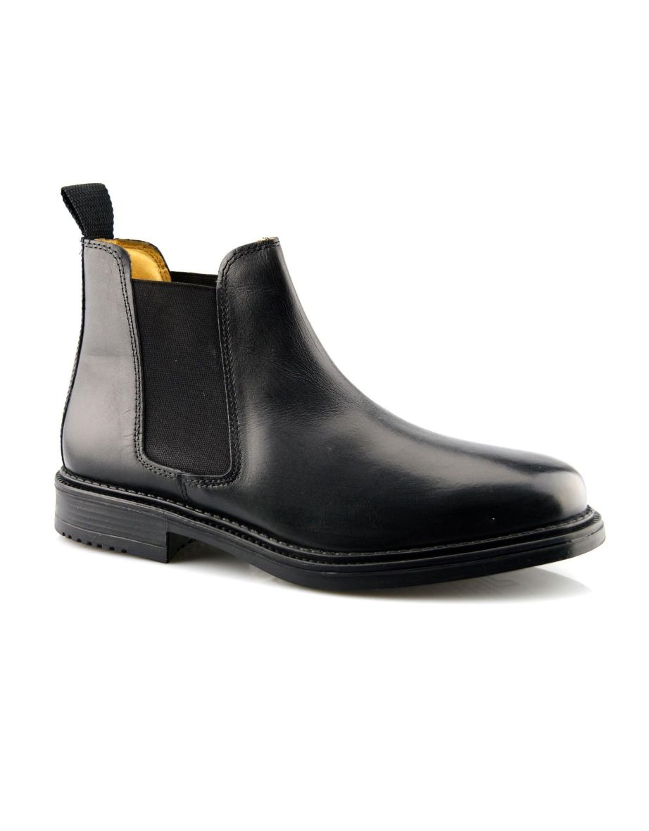 Roamers Mens Leather Quarter Lining Gusset Dealer Boots - Black - 1