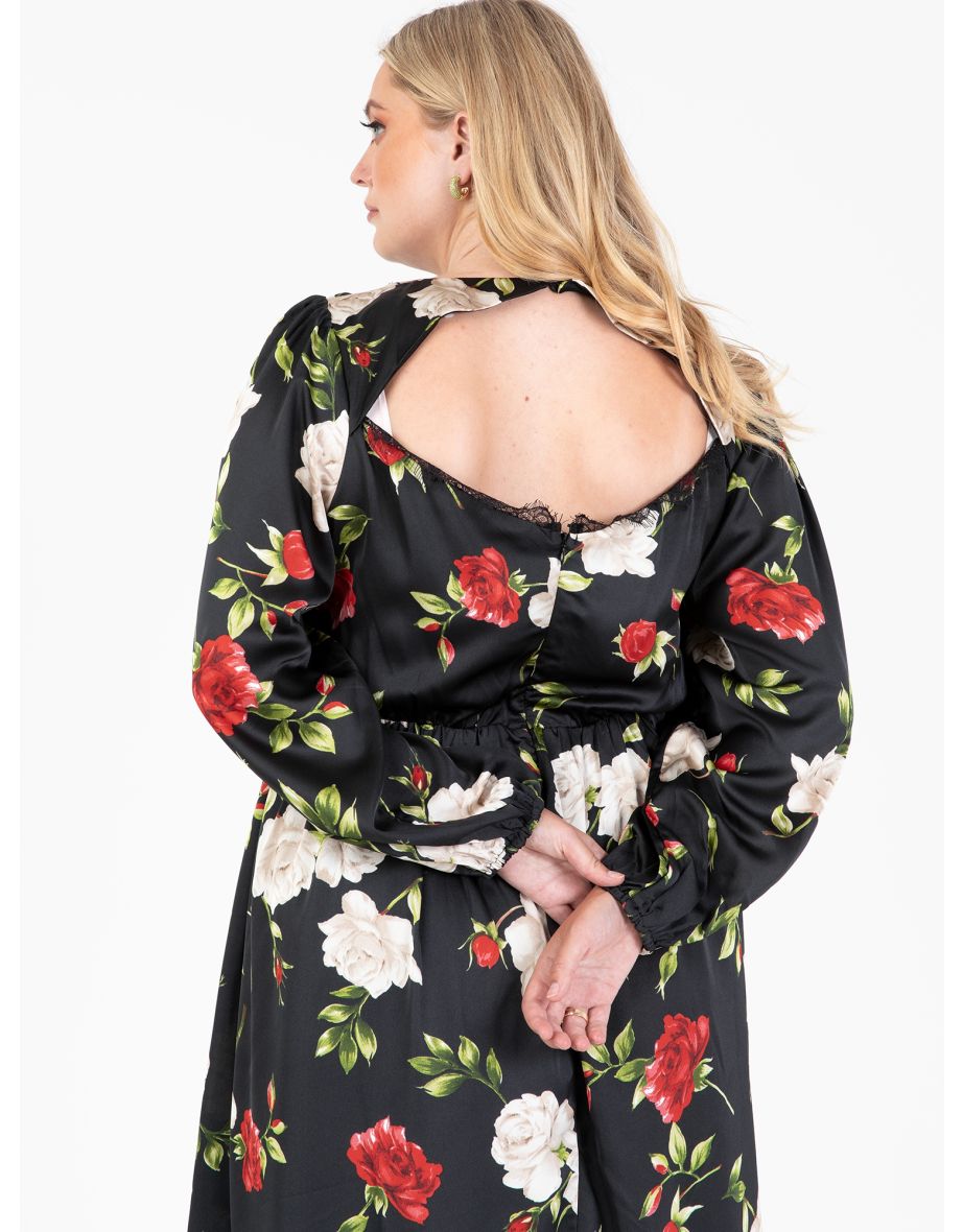 Lovedrobe Luxe Floral Long Sleeve Dress with Button Detail - 1