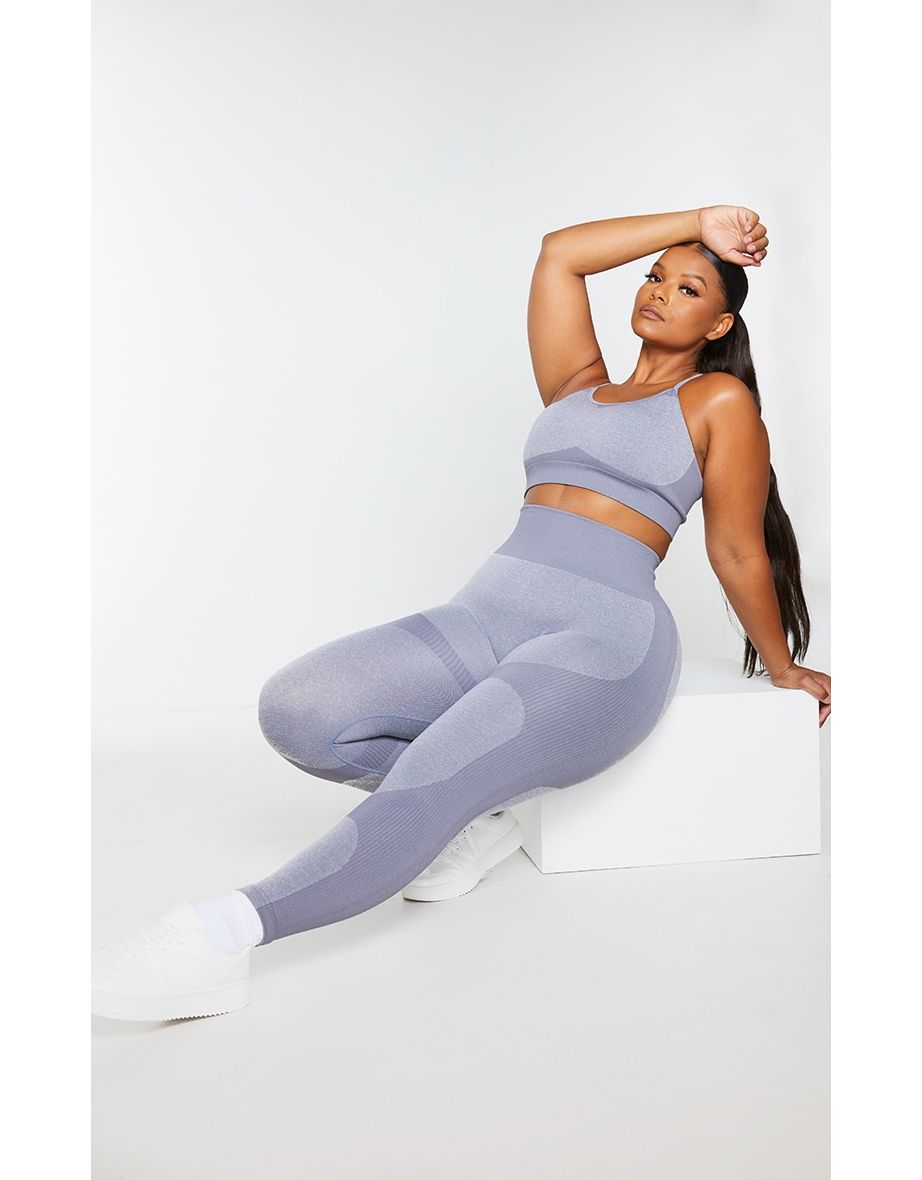 Plus Charcoal Seamless Longline Sports Bra Top - 2