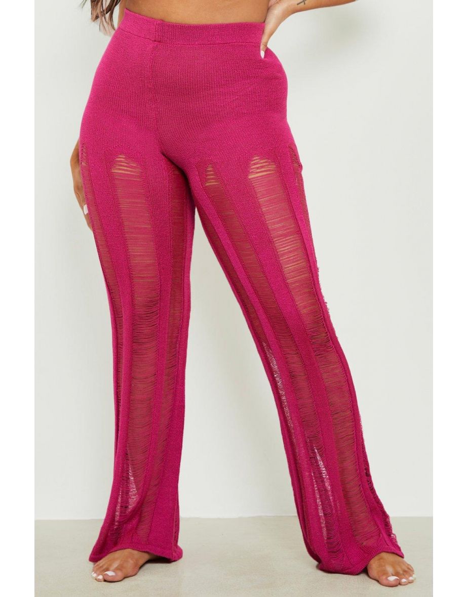 Plus Ladder Knit Beach Trousers - bright pink - 3