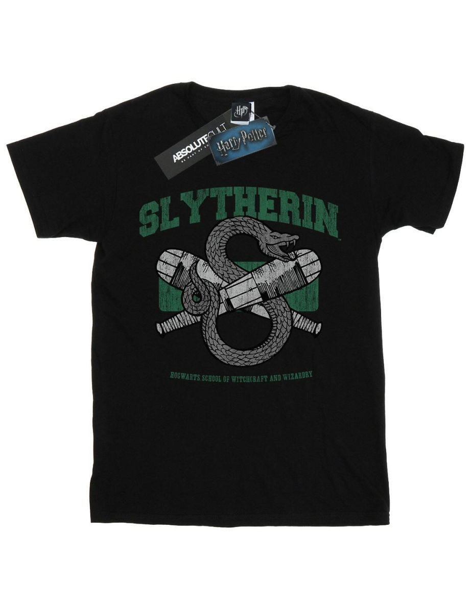 Harry Potter Boys Slytherin Quidditch Emblem T-Shirt - Black