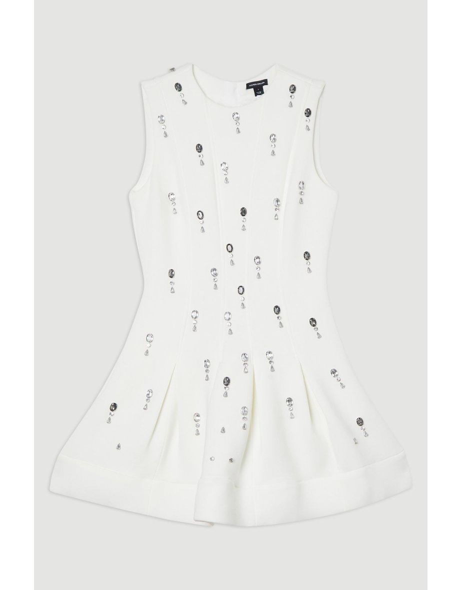 Crystal Embellished Premium Scuba Jersey Mini Dress - 3