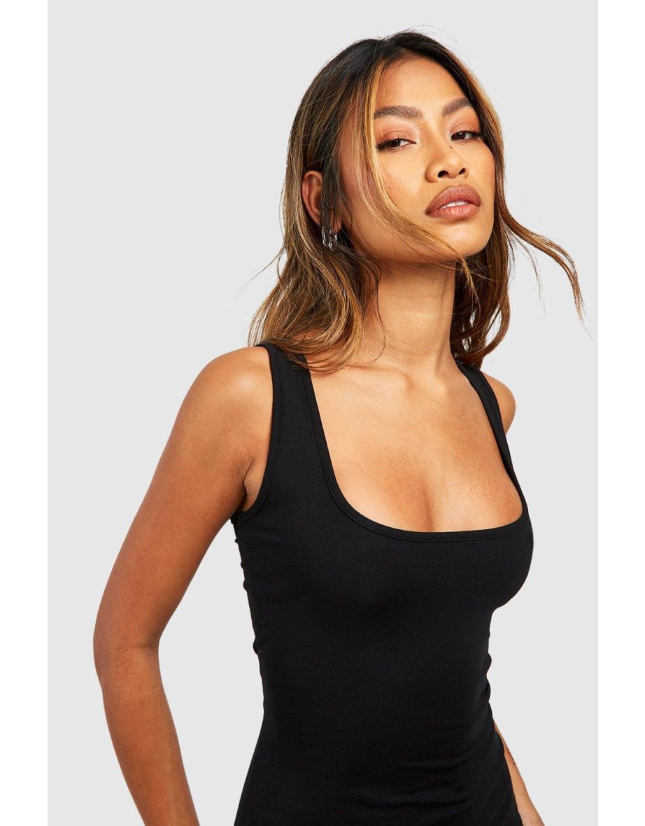 Premium Super Soft Wide Strap Mini Dress - black - 3