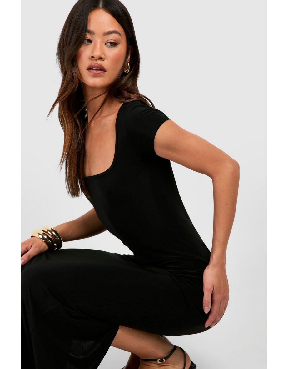 Tall Slinky Cap Sleeve Open Back Maxi Dress - black - 3